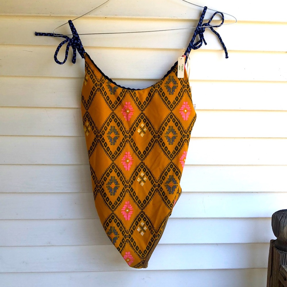NWT Aerie boho orange one piece swim suit